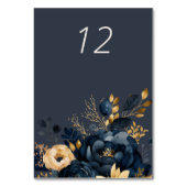 Midnight Blue Gold Luxe Floral Wedding Table Kaart (Achterkant)