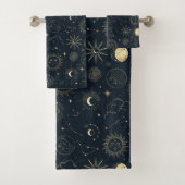 Midnight Blue Gold Star sterrenbeeld Patroon Bad Handdoek (Insitu)