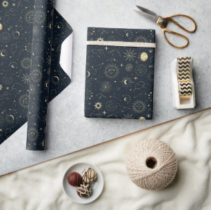 Midnight Blue Gold Star sterrenbeeld Patroon Cadeaupapier