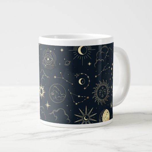 Midnight Blue Gold Star sterrenbeeld Patroon Extra Grote Beker (Voorkant rechts)