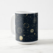 Midnight Blue Gold Star sterrenbeeld Patroon Koffiemok (Voorkant links)