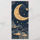 Midnight Blue Goud Hemelse bruiloft Menu (Achterkant)