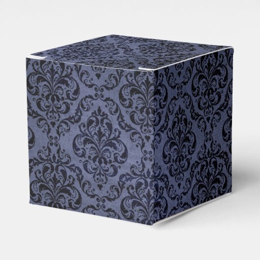 Midnight Blue  Grunge Damask Bedankdoosjes (Voorkant Zijde)