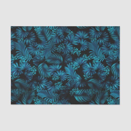 Midnight Blue Hawaiian Palms Tissue Paper Tissuepapier (Voorkant)