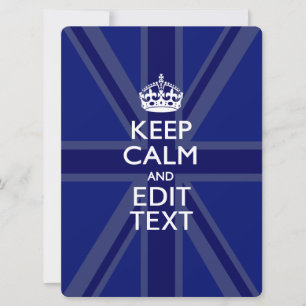 Midnight Blue Keep Calm en Jouw tekst Union Jack