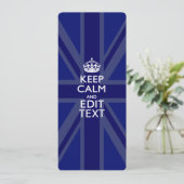 Midnight Blue Keep Calm en Jouw tekst Union Jack (Staand voorkant)