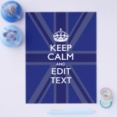 Midnight Blue Keep Calm en Jouw tekst Union Jack Flyer (Enkel)