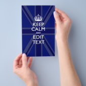 Midnight Blue Keep Calm en Jouw tekst Union Jack Flyer (Hand)