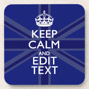 Midnight Blue Keep Calm Get Jouw tekst Union Jack Bier Onderzetter