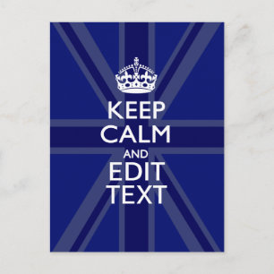 Midnight Blue Keep Calm Get Jouw tekst Union Jack Briefkaart