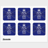 Midnight Blue Keep Calm Get Jouw tekst Union Jack Vierkante Sticker (Vel)