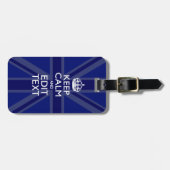 Midnight Blue Keep Calm heeft Jouw tekst Union Jac Bagagelabel (Voorkant horizontaal)