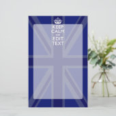 Midnight Blue Keep Calm heeft Jouw tekst Union Jac Briefpapier (Staand voorkant)