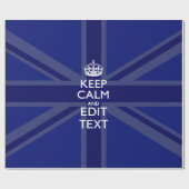 Midnight Blue Keep Calm heeft Jouw tekst Union Jac Cadeaupapier (Vlak)
