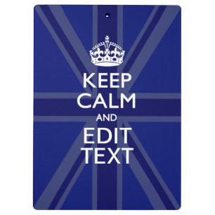 Midnight Blue Keep Calm heeft Jouw tekst Union Jac Klembord