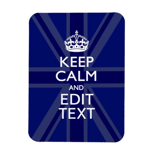 Midnight Blue Keep Calm heeft Jouw tekst Union Jac Magneet (Verticaal)