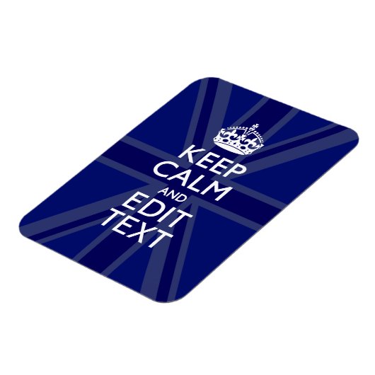 Midnight Blue Keep Calm heeft Jouw tekst Union Jac Magneet (Linkerzijde)