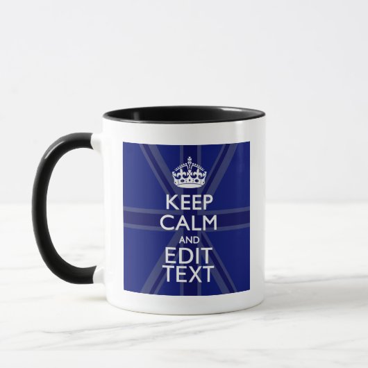 Midnight Blue Keep Calm heeft Jouw tekst Union Jac Mok (Links)