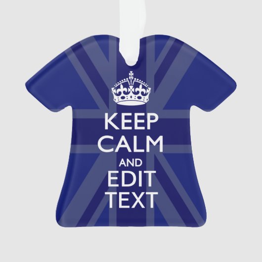 Midnight Blue Keep Calm heeft Jouw tekst Union Jac Ornament (voorkant)