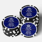 Midnight Blue Keep Calm heeft Jouw tekst Union Jac Pokerchips (Opstapeling)