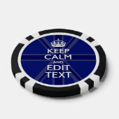 Midnight Blue Keep Calm heeft Jouw tekst Union Jac Pokerchips (Enkel)