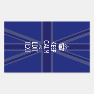 Midnight Blue Keep Calm heeft Jouw tekst Union Jac Rechthoekige Sticker