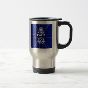 Midnight Blue Keep Calm heeft Jouw tekst Union Jac Reisbeker
