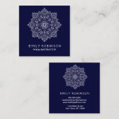 Midnight Blue Mandala Yoga Instructor Vierkante Visitekaartje (Voorkant / Achterkant)