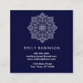 Midnight Blue Mandala Yoga Instructor Vierkante Visitekaartje (Achterkant)