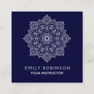 Midnight Blue Mandala Yoga Instructor Vierkante Visitekaartje