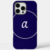 Midnight Blue Minimalist Modern Slank Monogrammed Case-Mate iPhone Case (Achterkant)