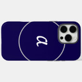 Midnight Blue Minimalist Modern Slank Monogrammed Case-Mate iPhone Case (Achterkant (horizontaal))