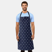 Midnight Blue Monogram Initiaal Pattern Schort (Gedragen)