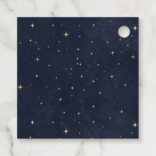 Midnight Blue Moon Stars Quinceanera Bedankjes Labels (Achterkant)