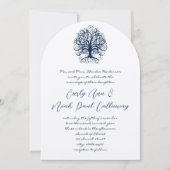 Midnight Blue Opulence Swirl Tree Bruiloft Kaart (Voorkant)
