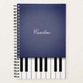 Midnight Blue Piano Keyboard Aangepaste muziek Planner (Voorkant)