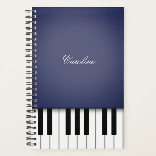 Midnight Blue Piano Keyboard Aangepaste muziek Planner (Voorkant)