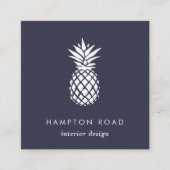 Midnight Blue Pineappel Vierkante Visitekaartje (Voorkant)