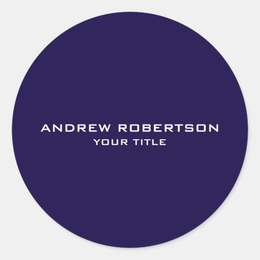 Midnight Blue Plain Elegant Minimalist Simple Ronde Sticker (Voorkant)