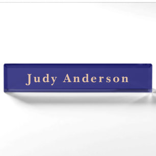 Midnight Blue Professional Plain Modern Elegant Naambordje