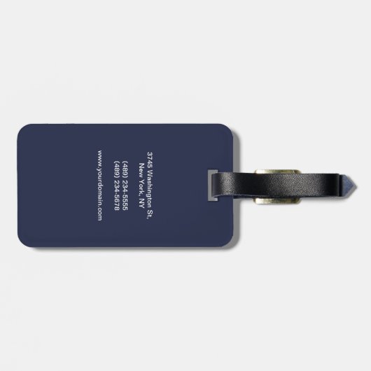 Midnight blue professional simpel modern monogram bagagelabel (Achterkant horizontaal)