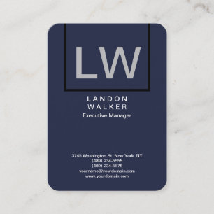 Midnight blue professional simpel modern monogram visitekaartje