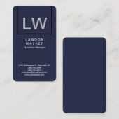 Midnight blue professional simpel modern monogram visitekaartje (Voorkant / Achterkant)