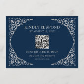 Midnight Blue QR RSVP Card Informatiekaartje (Voorkant)