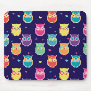 Midnight Blue Rainbow Owl Patroon Tween Muismat