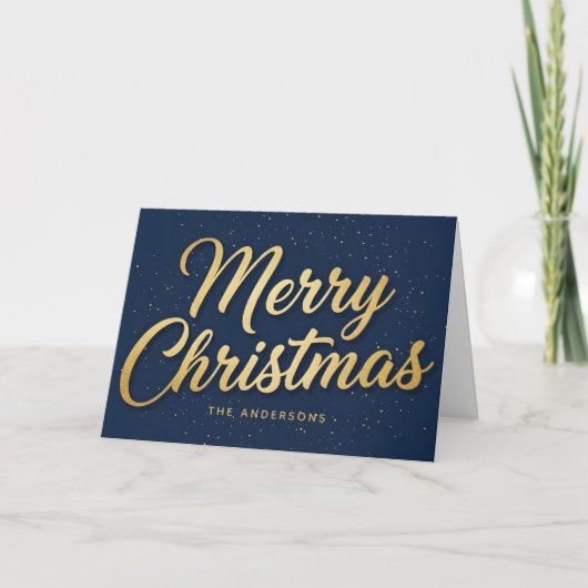Midnight Blue Retro Script Merry Christmas Feestdagen Kaart (Voorkant)