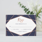 Midnight Blue Roos Gold Geometric Bat Mitzvah RSVP (Staand voorkant)