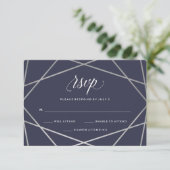 Midnight Blue Silver Geometric | BBT Mitzvah RSVP (Staand voorkant)