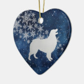 Midnight Blue Silver Snowflake Australian Shepherd Keramisch Ornament (Links)