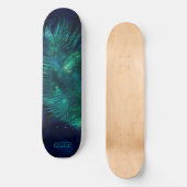 *~* Midnight Blue Sky Cosmic Emerald Feather Boho Skateboard (Voorkant)